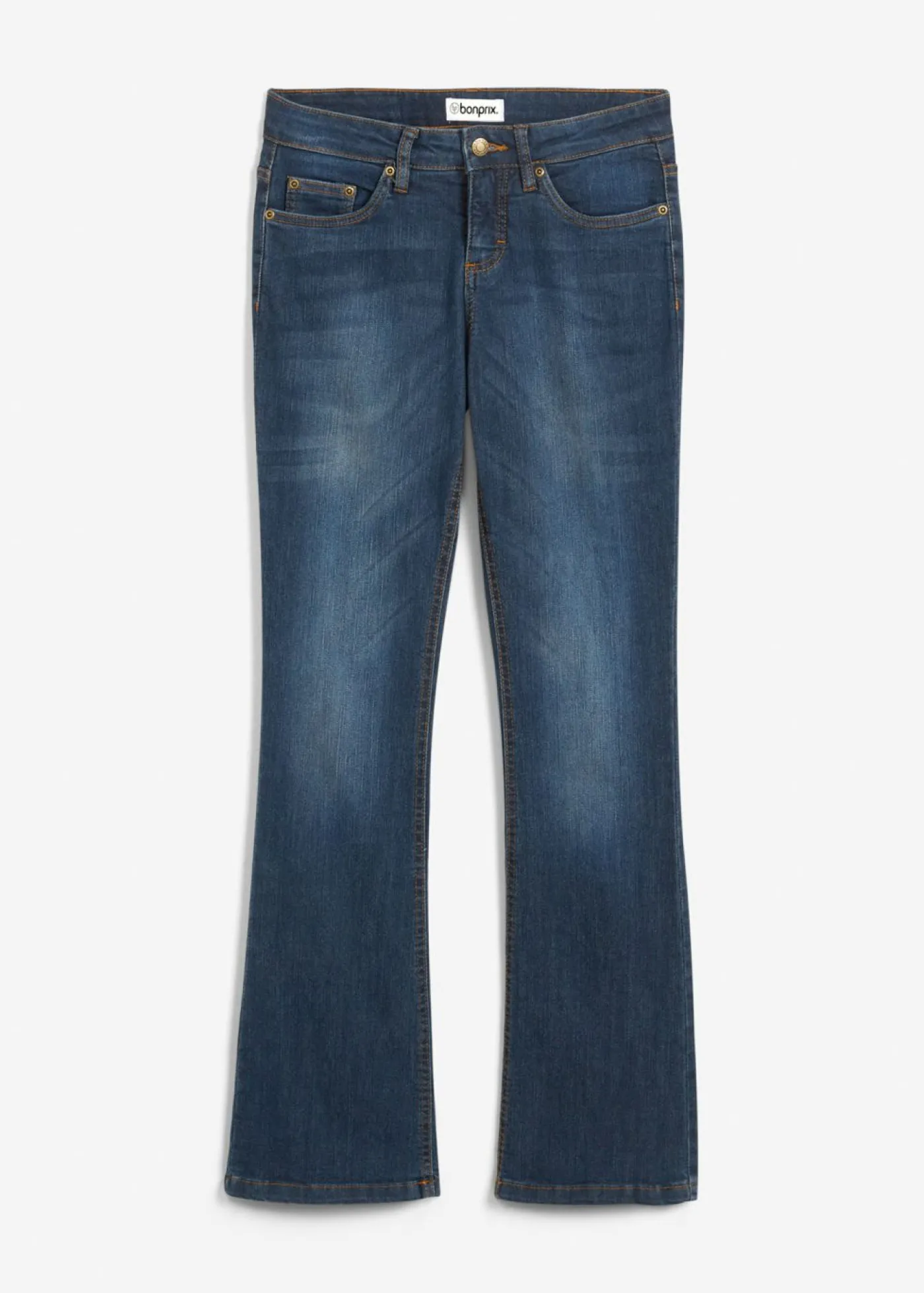 bonprix bonprix Vaqueros bootcut mid waist, elásticos Azul marino desgastado Sale