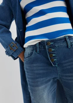bonprix bonprix Vaqueros boyfriend, low waist, stretch Denim oscuro desgastado Online