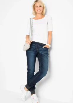 bonprix bonprix Vaqueros boyfriend, mid waist, cintura cómoda Vaquero oscuro Sale