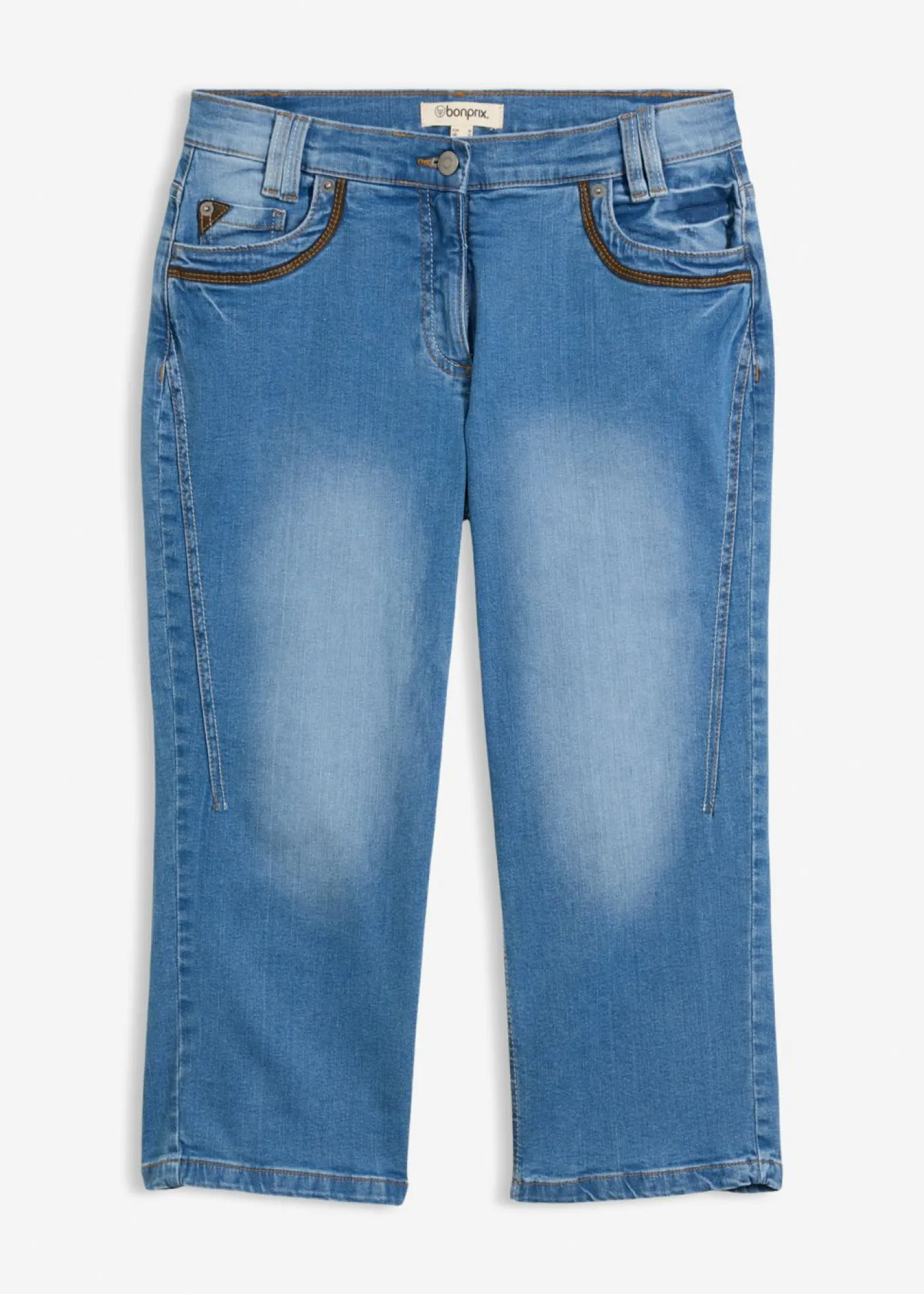 bonprix bonprix Vaqueros capri con corte ajustado y talle medio Azul piedra New