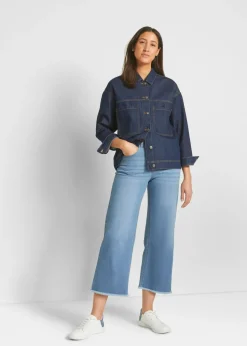 bonprix bonprix Vaqueros capri de corte ancho Denim claro desgastado Online