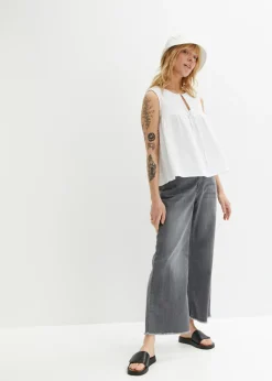 bonprix bonprix Vaqueros capri de corte ancho denim gris Sale