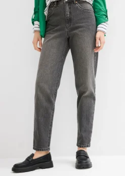 bonprix bonprix Vaqueros capri de talle alto con corte mom denim gris desgastado Hot