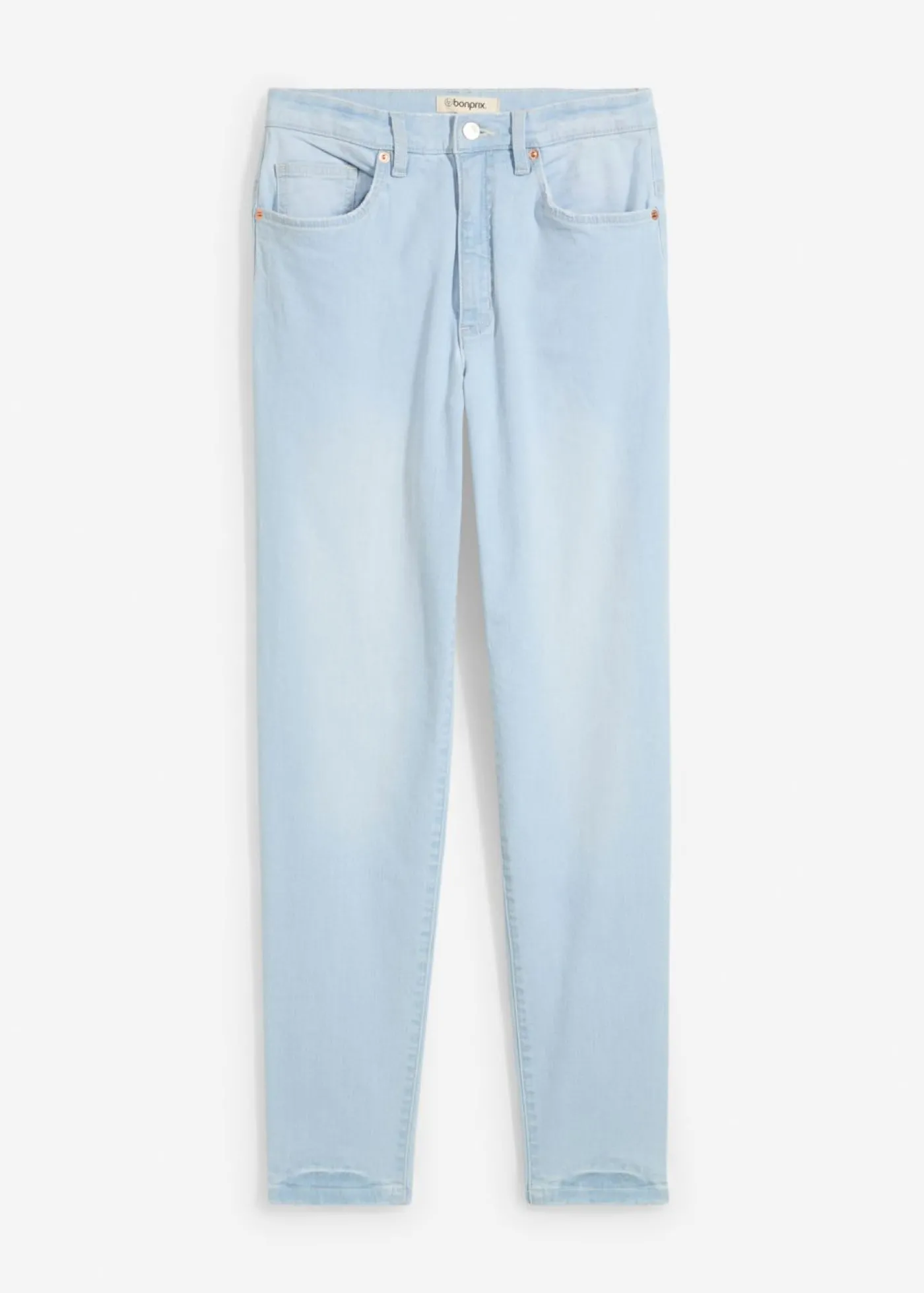 bonprix bonprix Vaqueros capri de talle alto con corte mom azul hielo denim usado