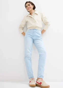bonprix bonprix Vaqueros capri de talle alto con corte mom azul hielo denim usado