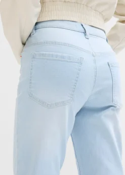bonprix bonprix Vaqueros capri de talle alto con corte mom azul hielo denim usado