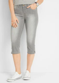 bonprix bonprix Vaqueros capri elásticos, cómodos, 2 unidades azul claro + negro desgastado Best