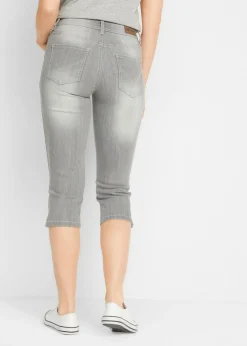bonprix bonprix Vaqueros capri elásticos, cómodos, 2 unidades azul claro + negro desgastado Best