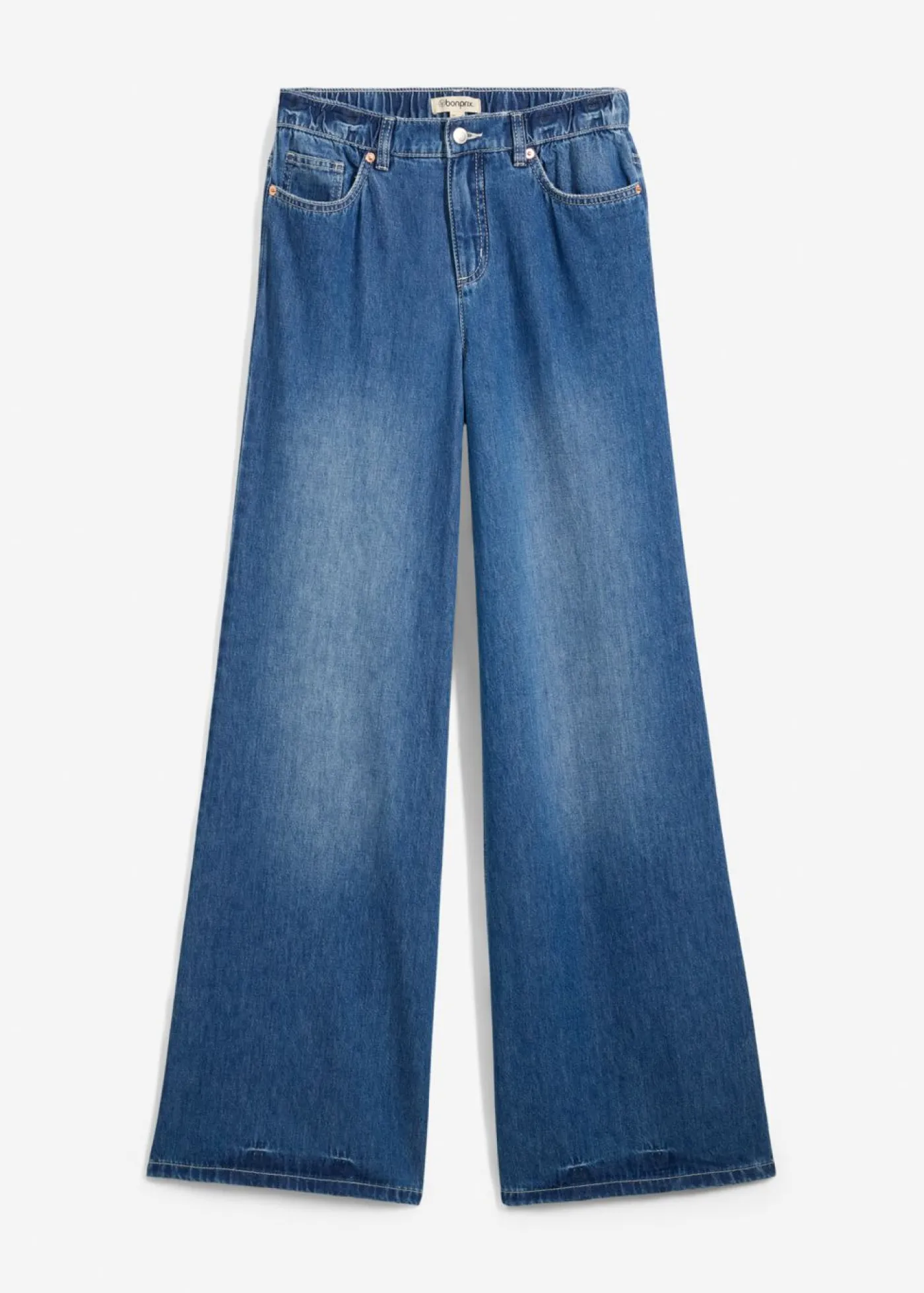 bonprix bonprix Vaqueros con pernera ancha, high waist, largo completo y cintura cómoda Azul piedra usado Hot