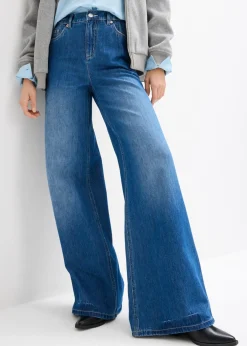 bonprix bonprix Vaqueros con pernera ancha, high waist, largo completo y cintura cómoda Azul piedra usado Hot
