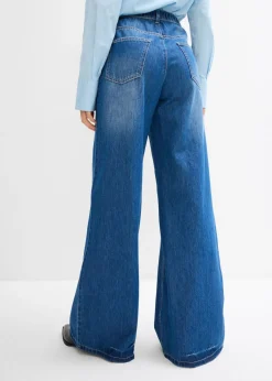 bonprix bonprix Vaqueros con pernera ancha, high waist, largo completo y cintura cómoda Azul piedra usado Hot