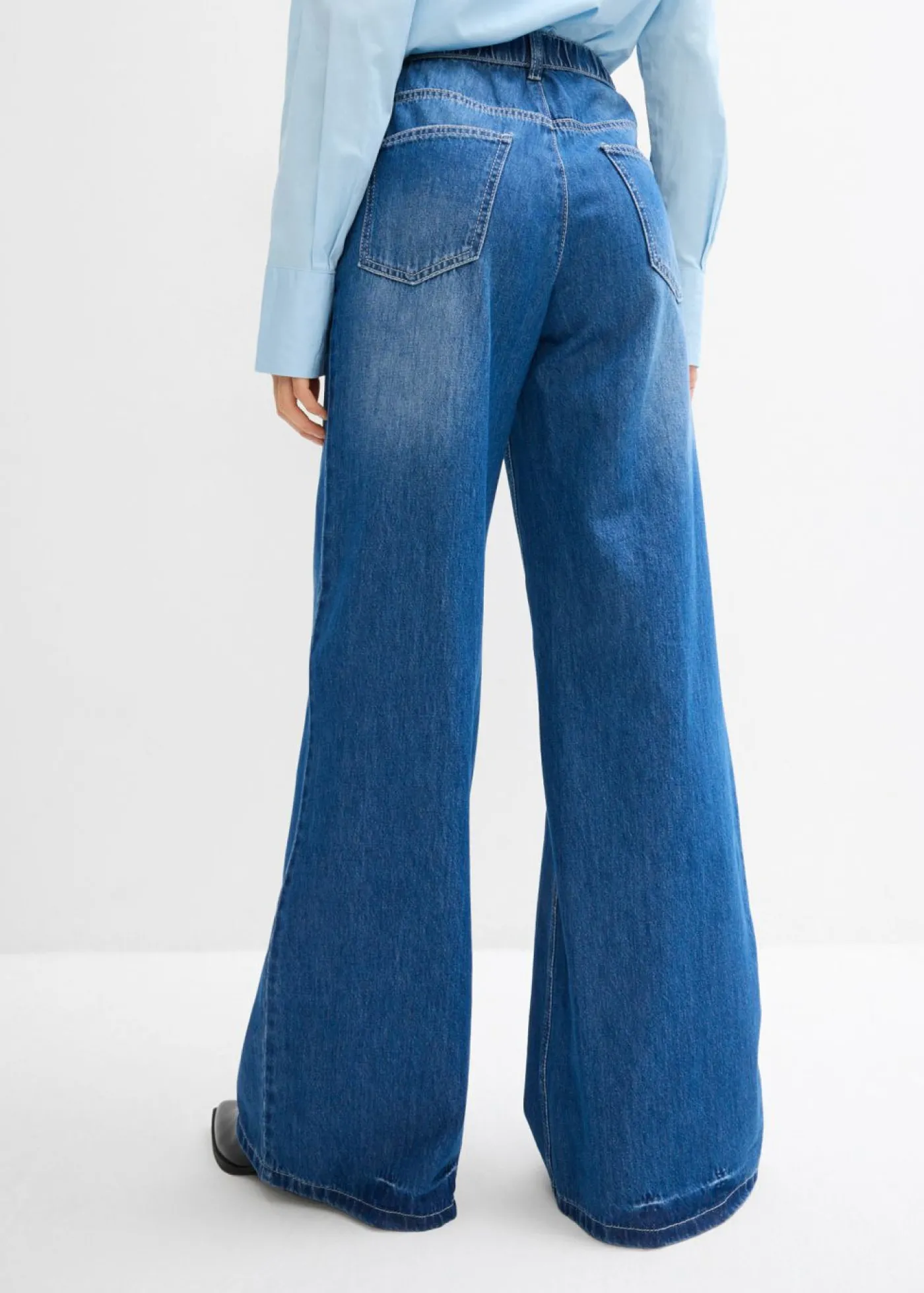 bonprix bonprix Vaqueros con pernera ancha, high waist, largo completo y cintura cómoda Azul piedra usado Hot