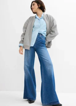 bonprix bonprix Vaqueros con pernera ancha, high waist, largo completo y cintura cómoda Azul piedra usado Hot