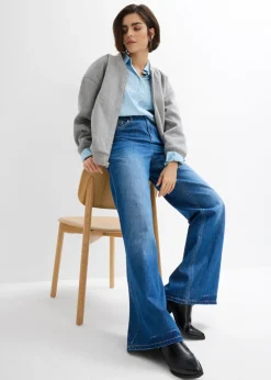bonprix bonprix Vaqueros con pernera ancha, high waist, largo completo y cintura cómoda Azul piedra usado Hot