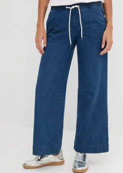 bonprix bonprix Vaqueros con pernera ancha, mid waist, elásticos Denim Clearance
