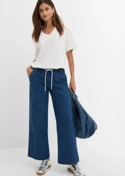 bonprix bonprix Vaqueros con pernera ancha, mid waist, elásticos Denim Clearance