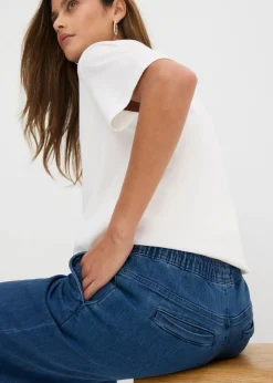 bonprix bonprix Vaqueros con pernera ancha, mid waist, elásticos Denim Clearance