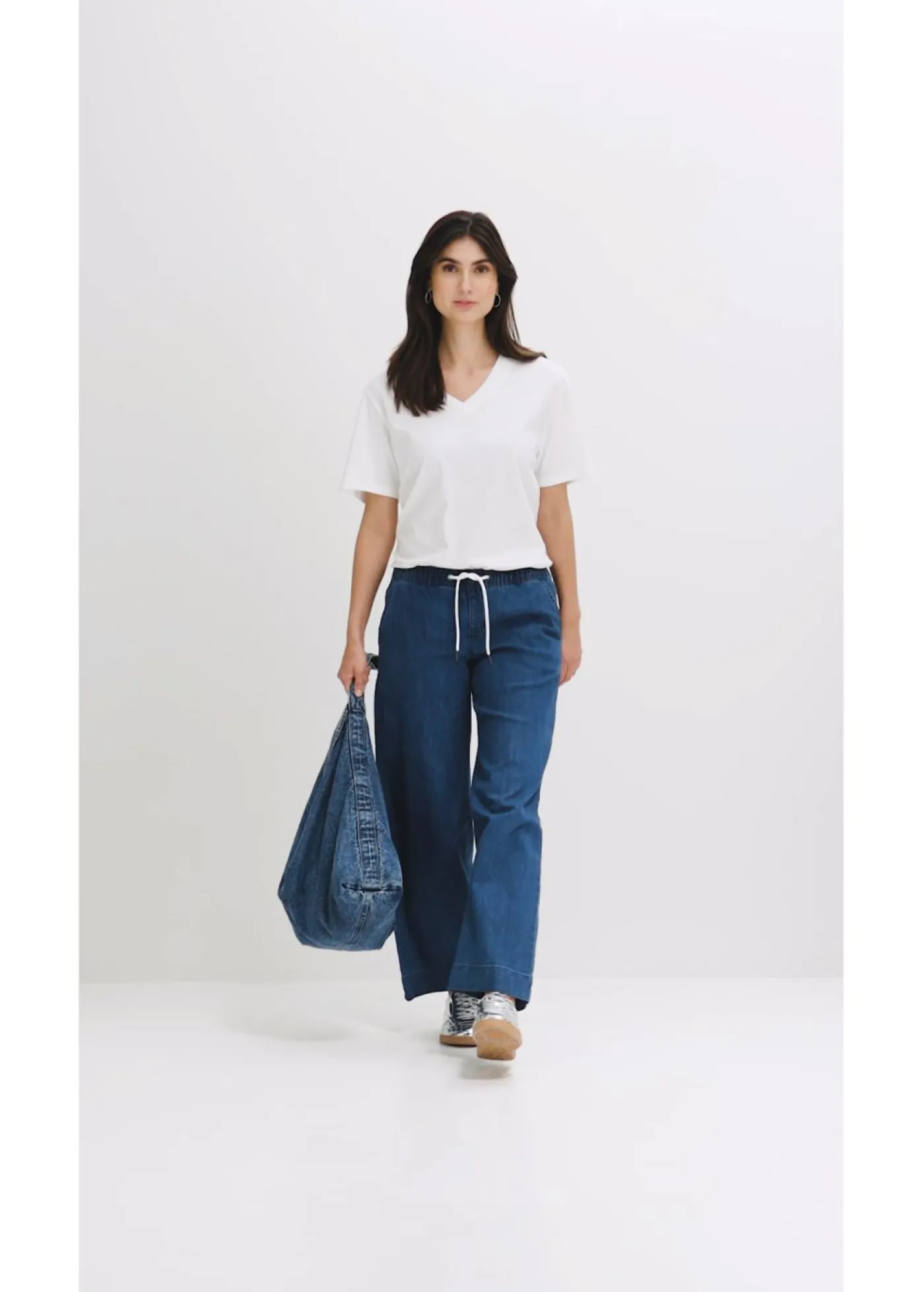 bonprix bonprix Vaqueros con pernera ancha, mid waist, elásticos Denim Clearance
