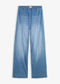 bonprix bonprix Vaqueros con pernera ancha, talle alto y cinturilla cómoda azul medio denim usado Discount