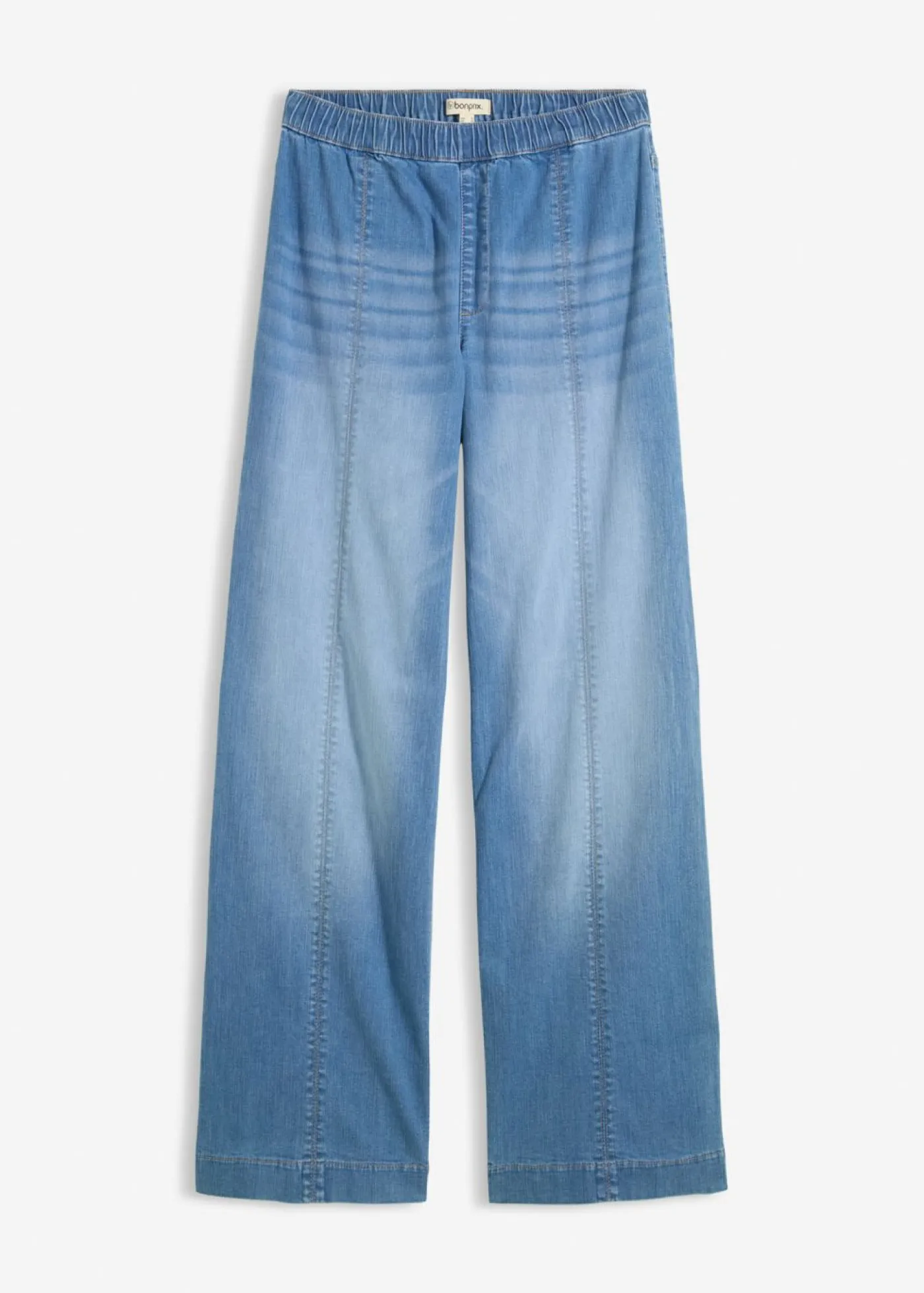 bonprix bonprix Vaqueros con pernera ancha, talle alto y cinturilla cómoda azul medio denim usado Discount