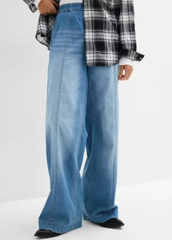 bonprix bonprix Vaqueros con pernera ancha, talle alto y cinturilla cómoda azul medio denim usado Discount