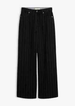 bonprix bonprix Vaqueros con perneras anchas, talle alto y efectos desgastados negro denim usado Best