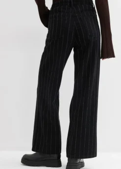 bonprix bonprix Vaqueros con perneras anchas, talle alto y efectos desgastados negro denim usado Best