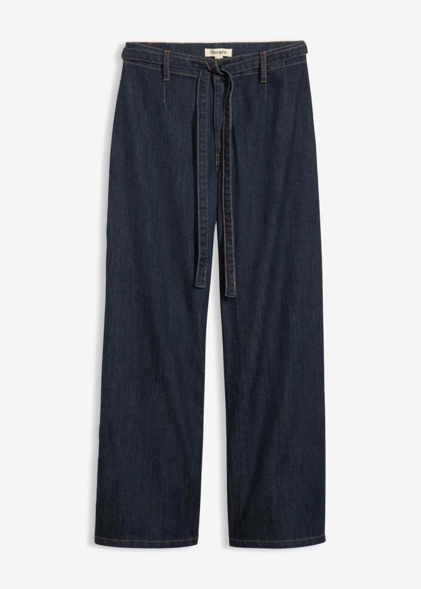 bonprix bonprix Vaqueros con perneras anchas, talle alto y largo cropped Azul oscuro denim