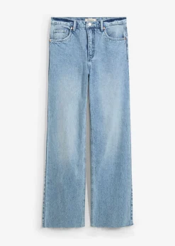 bonprix bonprix Vaqueros con pierna ancha, talle alto y largo completo Denim hielo desgastado Clearance