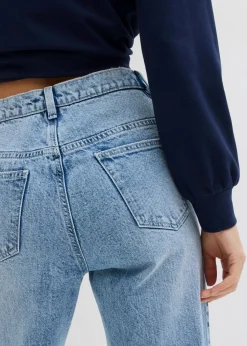 bonprix bonprix Vaqueros con pierna ancha, talle alto y largo completo Denim hielo desgastado Clearance