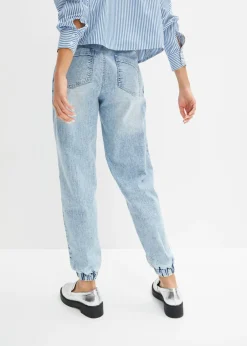 bonprix bonprix Vaqueros con talle medio, cinturilla cómoda y corte barrel azul hielo denim Sale
