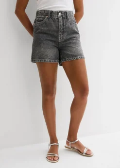 bonprix bonprix Vaqueros cortos poco elásticos con talle alto negro denim usado Outlet