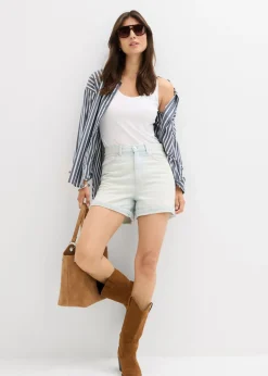 bonprix bonprix Vaqueros cortos poco elásticos con talle alto azul claro denim usado Sale