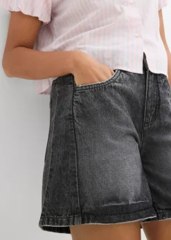 bonprix bonprix Vaqueros cortos poco elásticos con talle medio negro denim usado Best