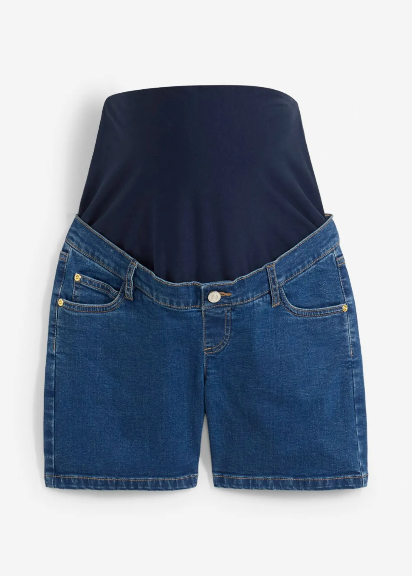 bonprix bonprix Vaqueros cortos premamá de denim elástico de algodón azul piedra-beige crema Hot