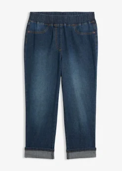 bonprix bonprix Vaqueros de algodón con talle medio y corte slim Azul oscuro vaquero Clearance