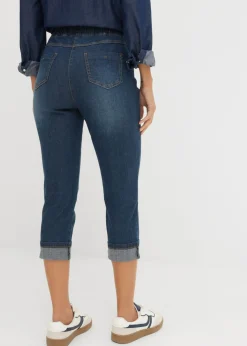 bonprix bonprix Vaqueros de algodón con talle medio y corte slim Azul oscuro vaquero Clearance