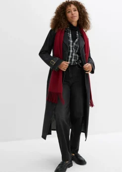 bonprix bonprix Vaqueros de algodón ecológico con talle alto y corte barrel Denim negro desgastado Clearance