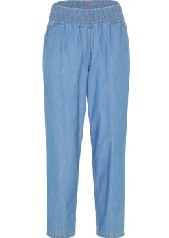 bonprix bonprix Vaqueros de algodón orgánico con talle alto y corte mom azul claro denim New