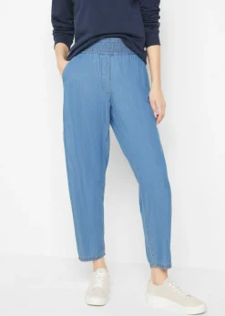 bonprix bonprix Vaqueros de algodón orgánico con talle alto y corte mom azul claro denim New
