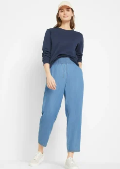 bonprix bonprix Vaqueros de algodón orgánico con talle alto y corte mom azul claro denim New
