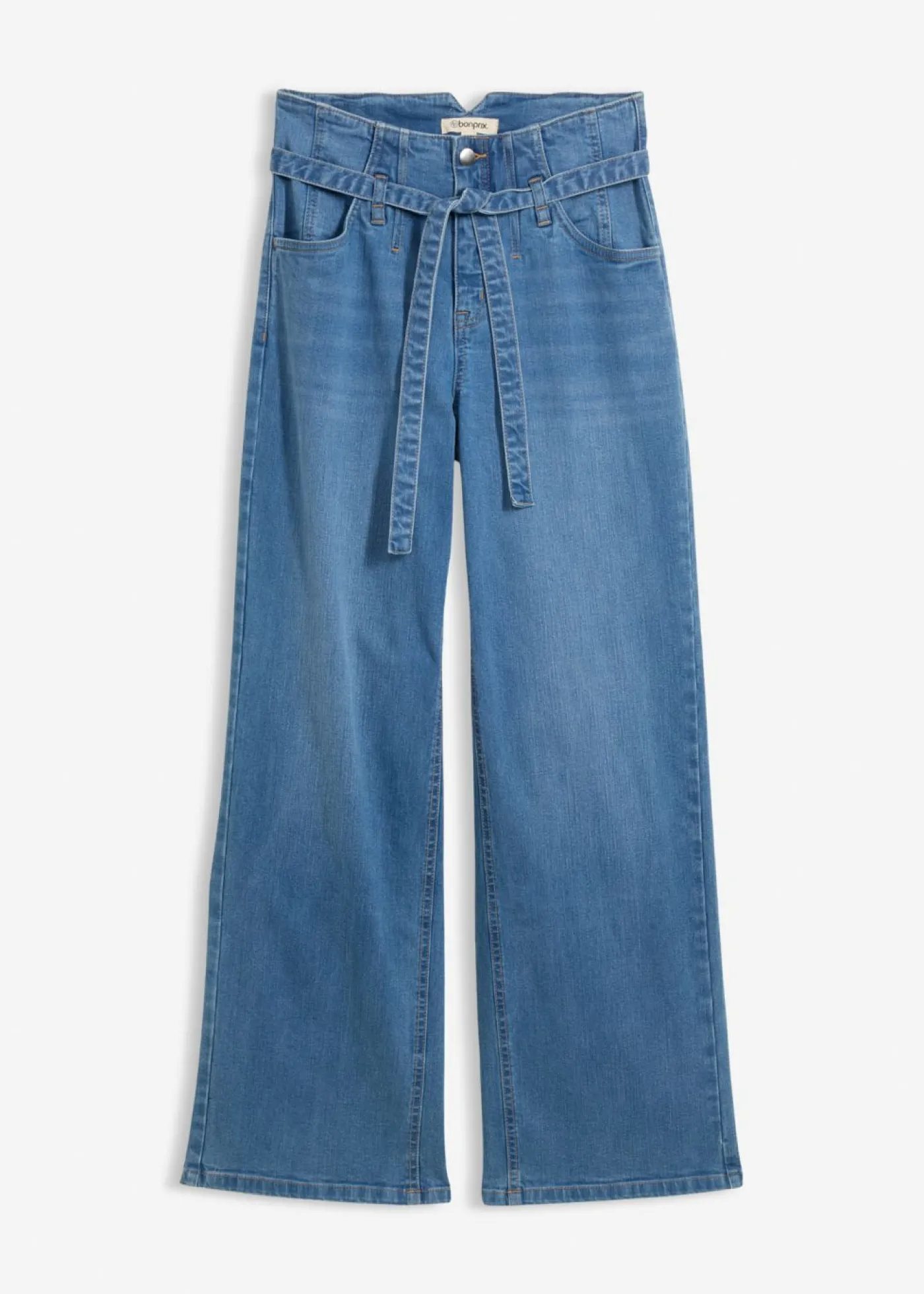 bonprix bonprix Vaqueros de algodón orgánico con perneras recta y talle alto azul claro denim usado New