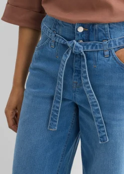 bonprix bonprix Vaqueros de algodón orgánico con perneras recta y talle alto azul claro denim usado New
