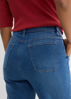 bonprix bonprix Vaqueros de algodón orgánico con perneras recta y talle alto Azul piedra usado Sale