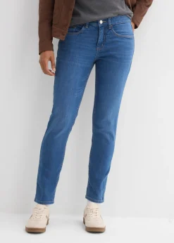 bonprix bonprix Vaqueros de algodón orgánico con corte slim y talle medio Azul piedra usado New