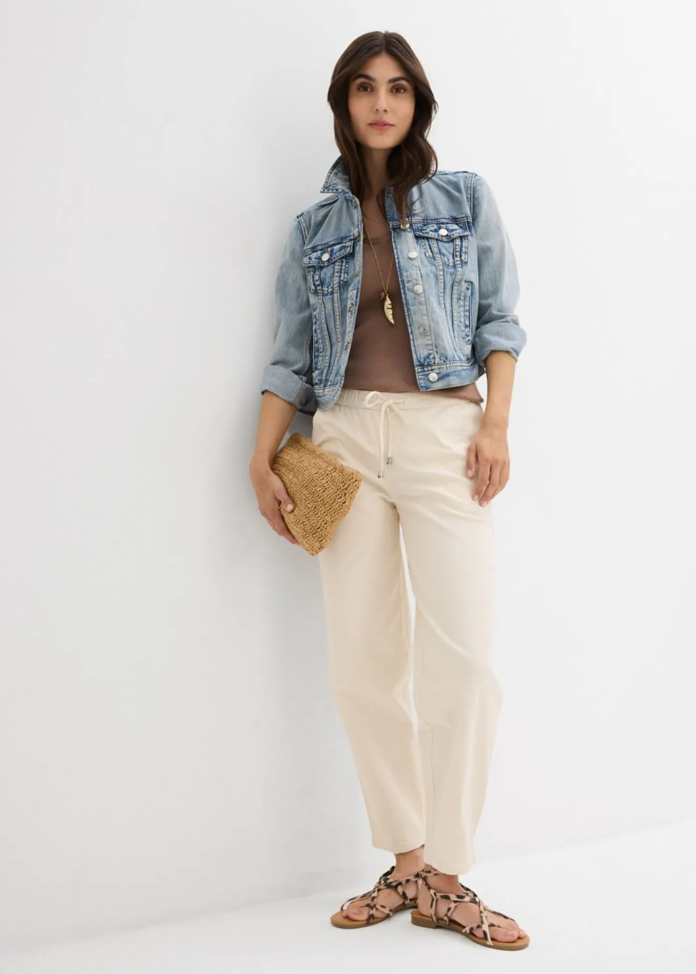 bonprix bonprix Vaqueros de corte barrel, mid waist, cintura cómoda Beige natural Hot
