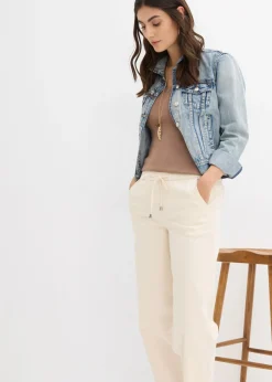bonprix bonprix Vaqueros de corte barrel, mid waist, cintura cómoda Beige natural Hot