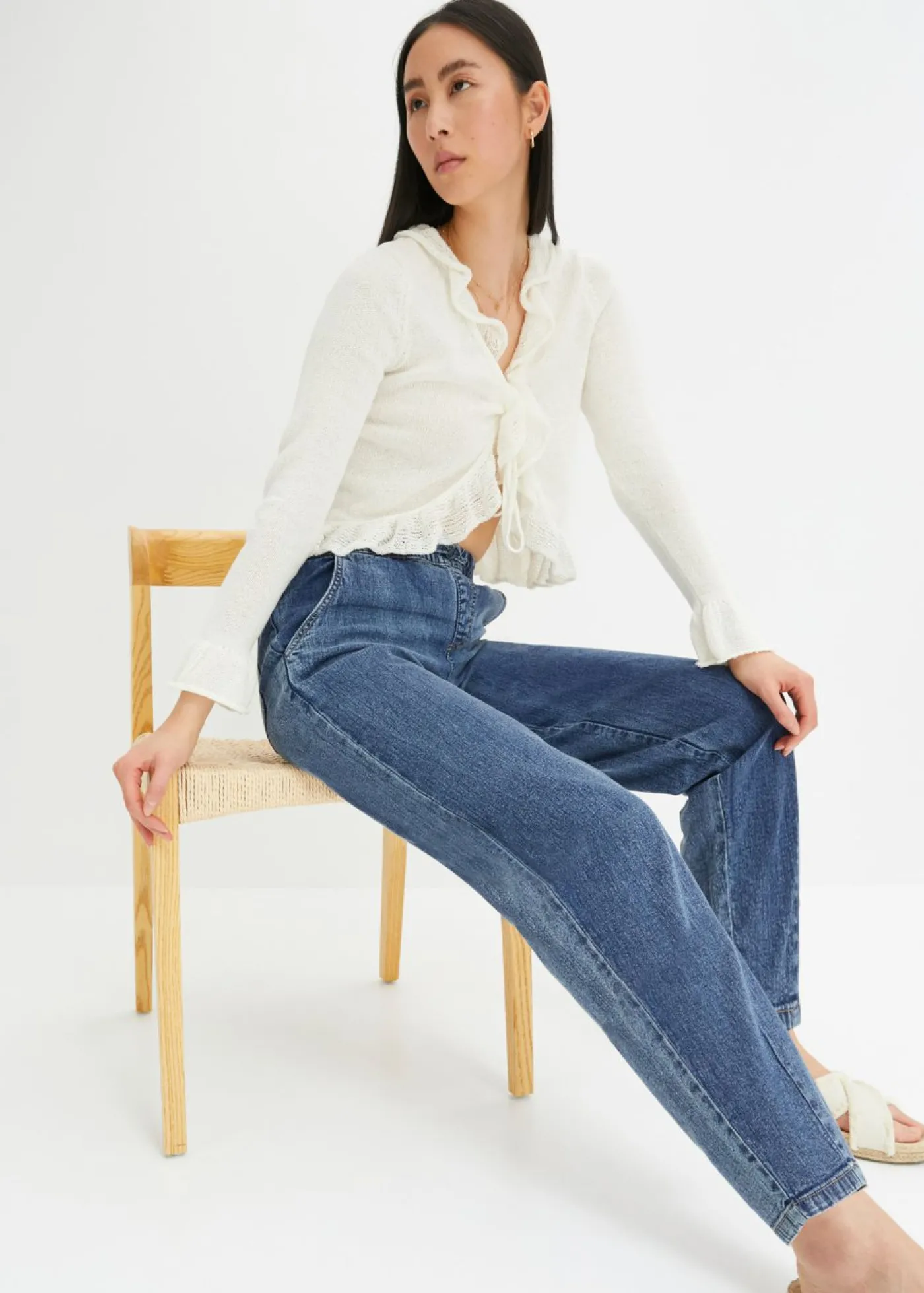 bonprix bonprix Vaqueros de corte barrel, mid waist, cintura cómoda Denim Outlet