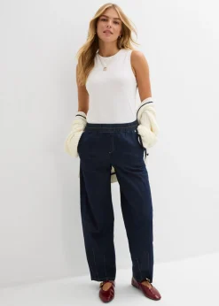 bonprix bonprix Vaqueros de corte barrel con talle medio y cintura cómoda Azul oscuro denim Best