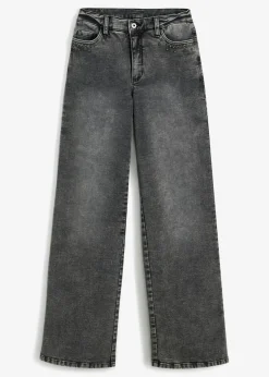bonprix bonprix Vaqueros de pernera ancha, high waist, con tachuelas denim gris Discount